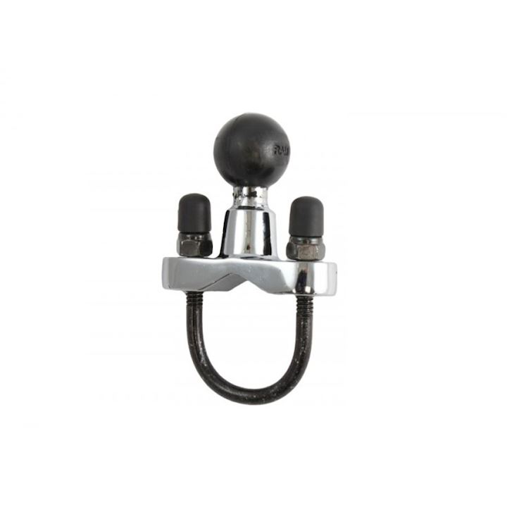Chrome Rail Base with Stainless Steel U-Bolt & 1" Ball for Rails from 1" to 1.25" in Diameter